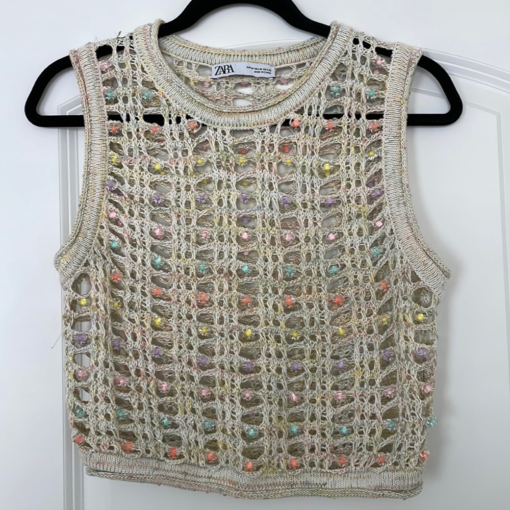 Zara Crochet Beaded Tank